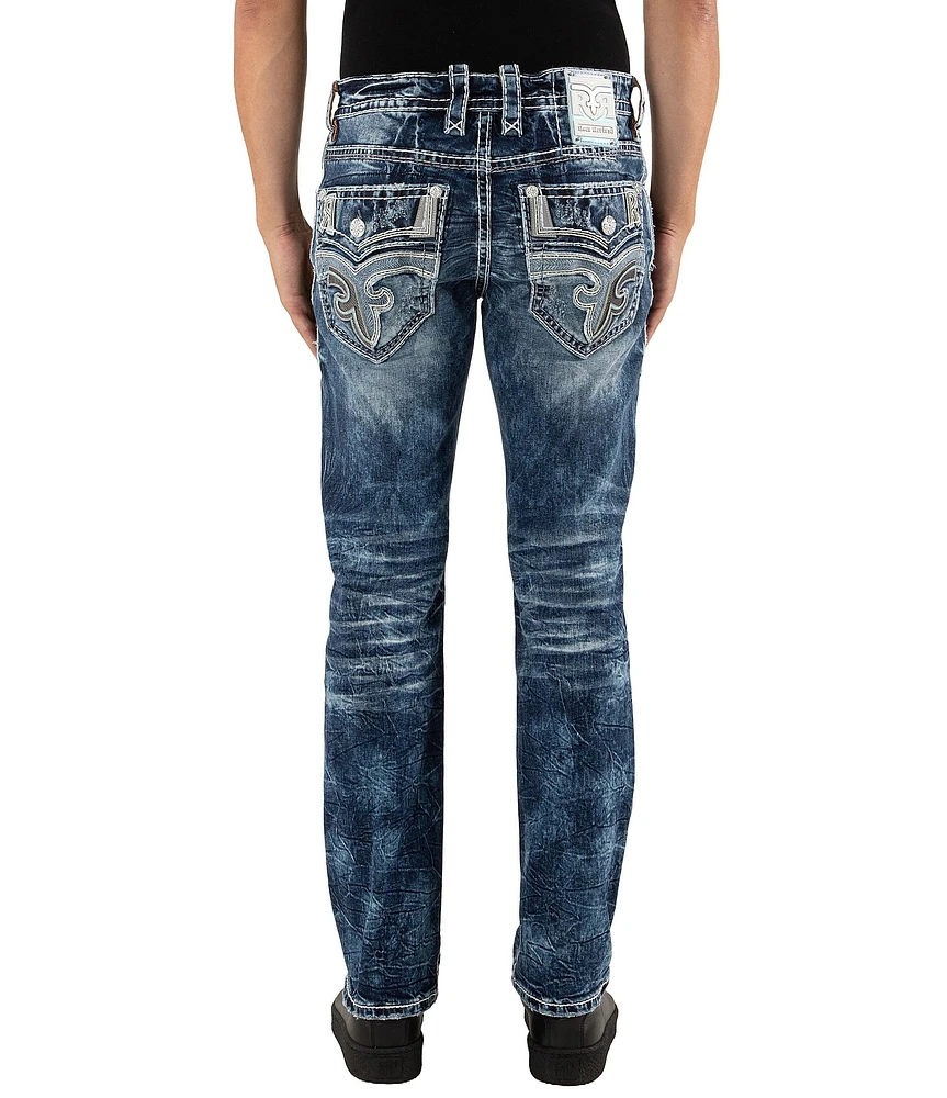 Rock Revival Maurice Inverted-Fleur-De-Lis Pocketed Straight Leg Jeans