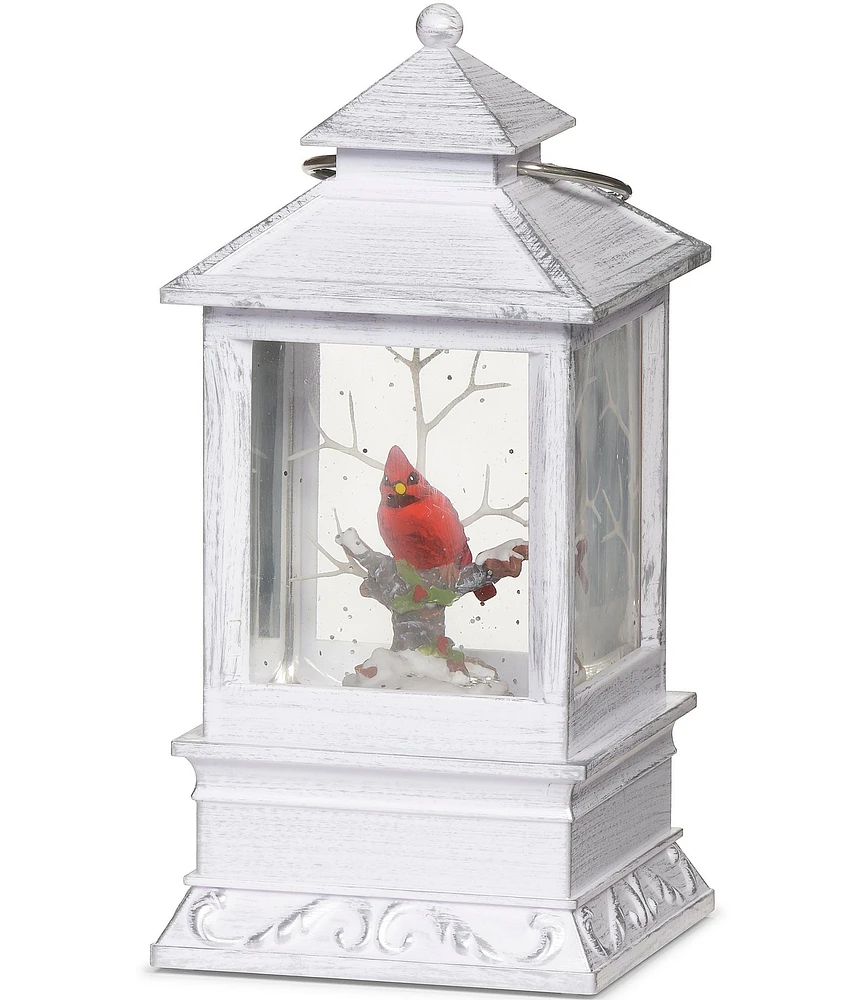 Roman LED Lighted Cardinal Swirl Gray Lantern