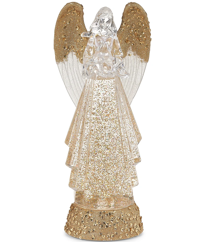 Roman LED Lighted Clear and Gold Swirl Angel Tabletop Decor