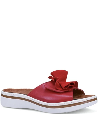Ron White Frani Ruffle Footbed Platform Wedge Slide Sandals