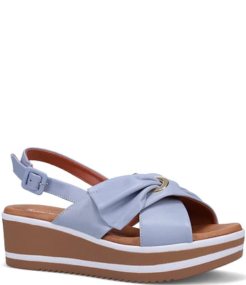 Ron White Pammie Leather Platform Wedge Sandals