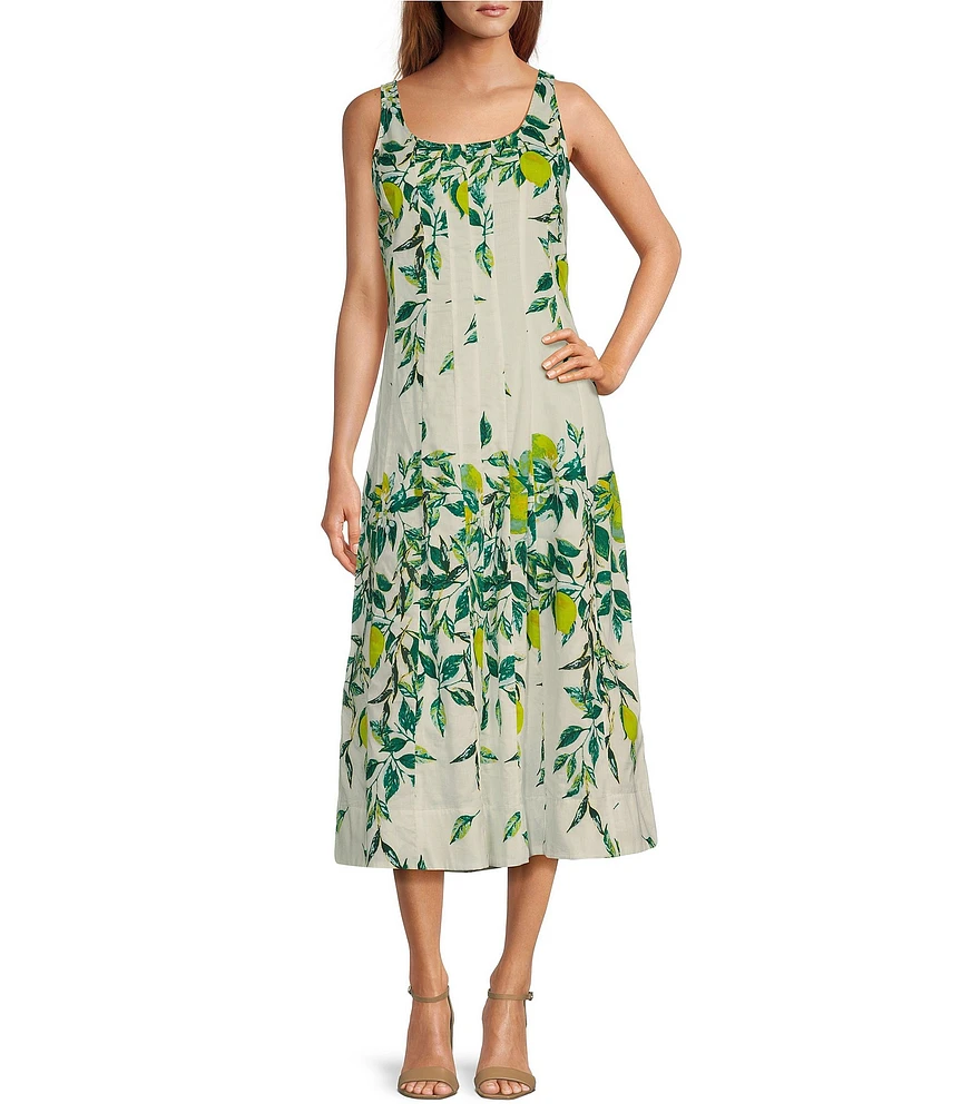 Ro's Garden Camilllie Printed Scoop Neck Sleeveless Midi Dress