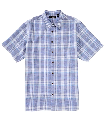 Roundtree & Yorke Big & Tall Short Sleeve Large Plaid Polynosic Sport Shirt
