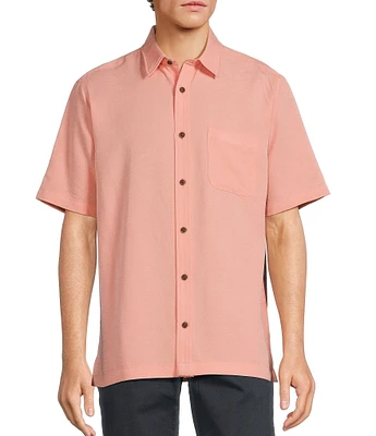 Roundtree & Yorke Big & Tall Short Sleeve Solid Slub Sport Shirt