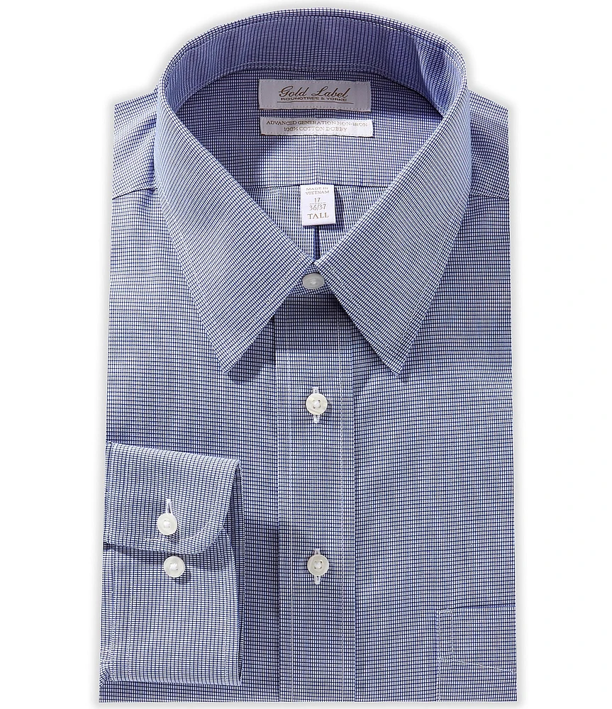 Roundtree & Yorke Big & Tall Slim-Fit Non-Iron Spread Collar Gingham Dress Shirt