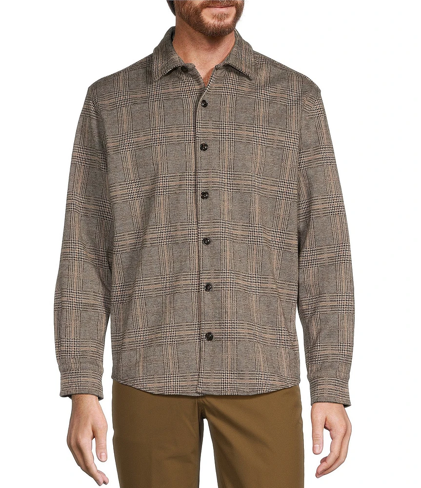 Roundtree & Yorke Long Sleeve Medium Plaid Knit Button Front Shirt