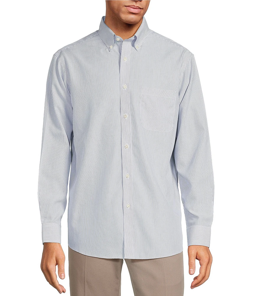 Gold Label Roundtree & Yorke Long Sleeve Pin Stripe Button Down Collar Shirt