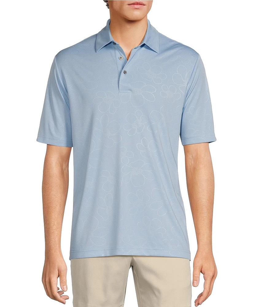 Roundtree & Yorke Performance Embossed Flower Polo Shirt