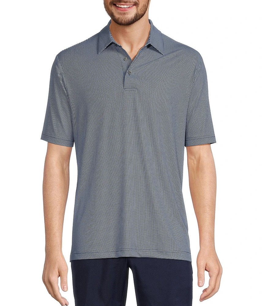 Roundtree & Yorke Performance Gingham Print Polo Shirt