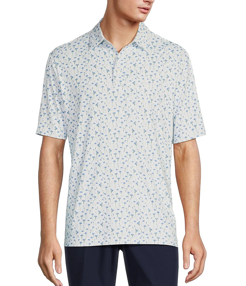 Roundtree & Yorke Performance Micro Floral Print Polo Shirt