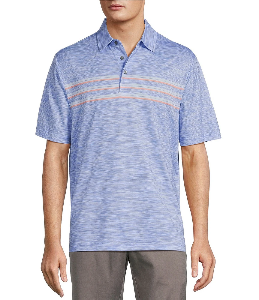 Roundtree & Yorke Performance Short Sleeve Chest Stripe Polo Shirt