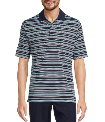 Roundtree & Yorke Performance Short Sleeve Stripe Polo Shirt