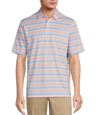 Roundtree & Yorke Performance Short Sleeve Stripe Print Polo Shirt