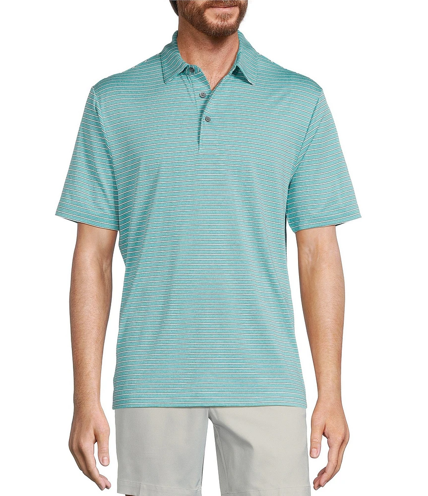 Roundtree & Yorke Performance Short Sleeve Stripe Print Polo Shirt