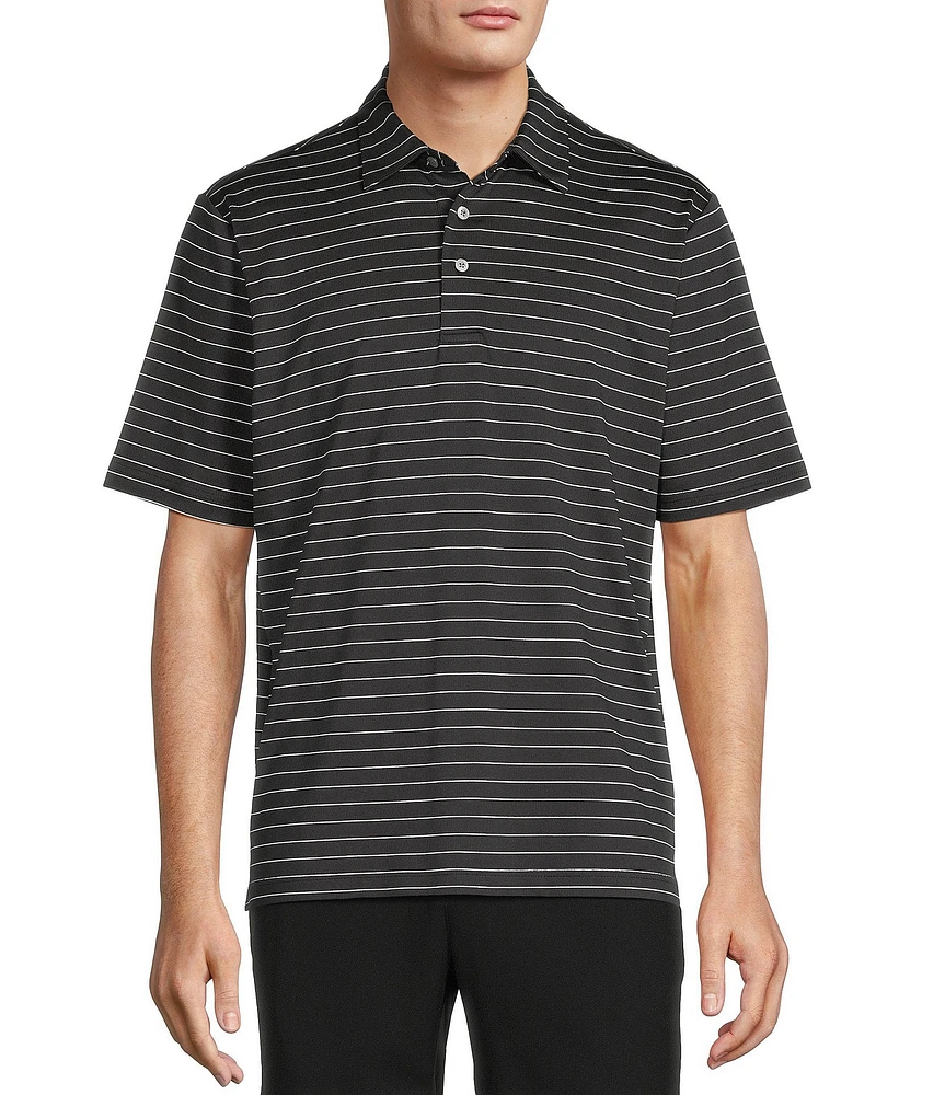 Roundtree & Yorke Performance Short Sleeve Wide Stripe Polo Shirt