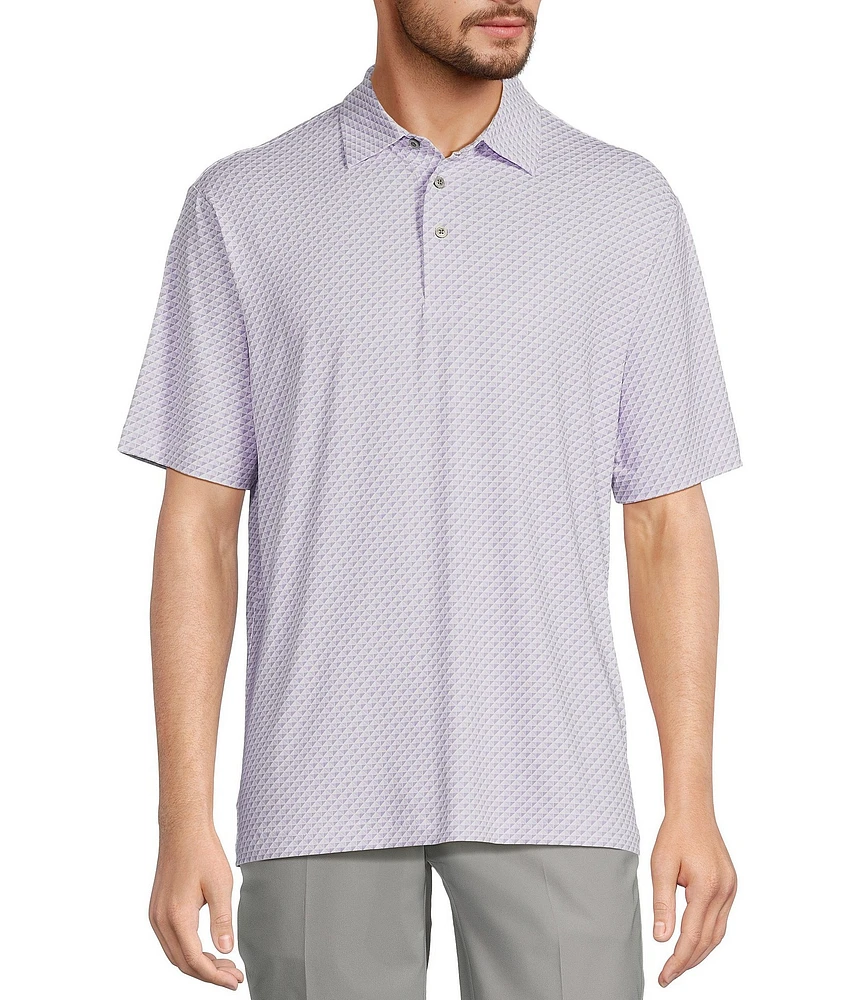 Roundtree & Yorke Performance The Fairway Short Sleeve 3D Geometric Print Polo Shirt