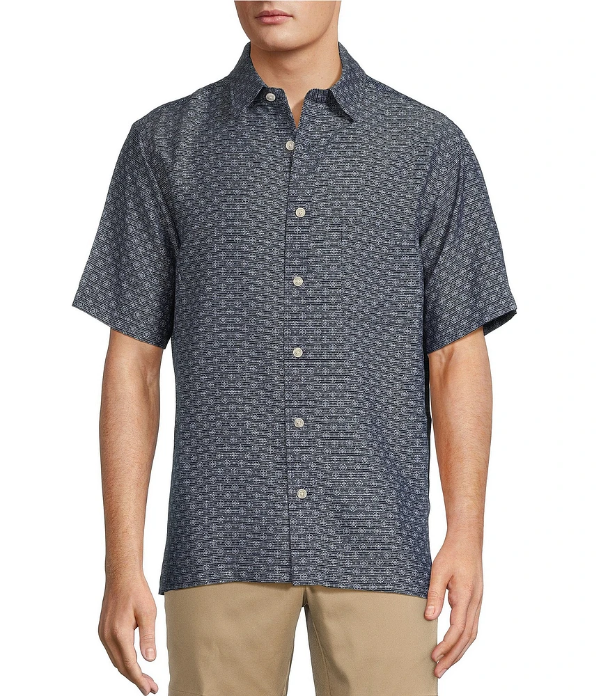 Roundtree & Yorke Short Sleeve Circle Print Polynosic Sport Shirt