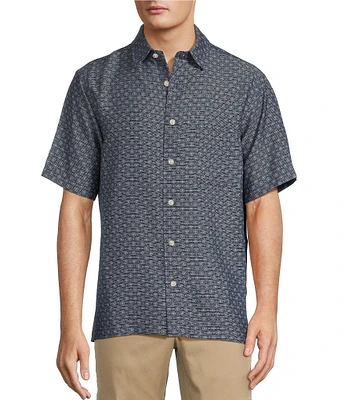 Roundtree & Yorke Short Sleeve Circle Print Polynosic Sport Shirt