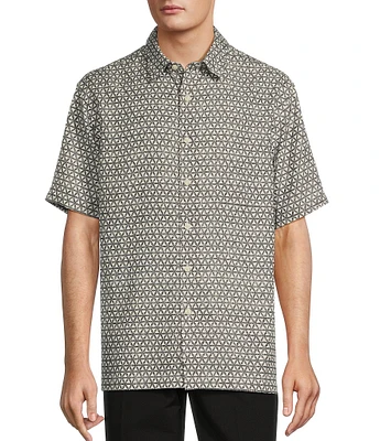 Roundtree & Yorke Short Sleeve Medium Geometric Print Sport Shirt