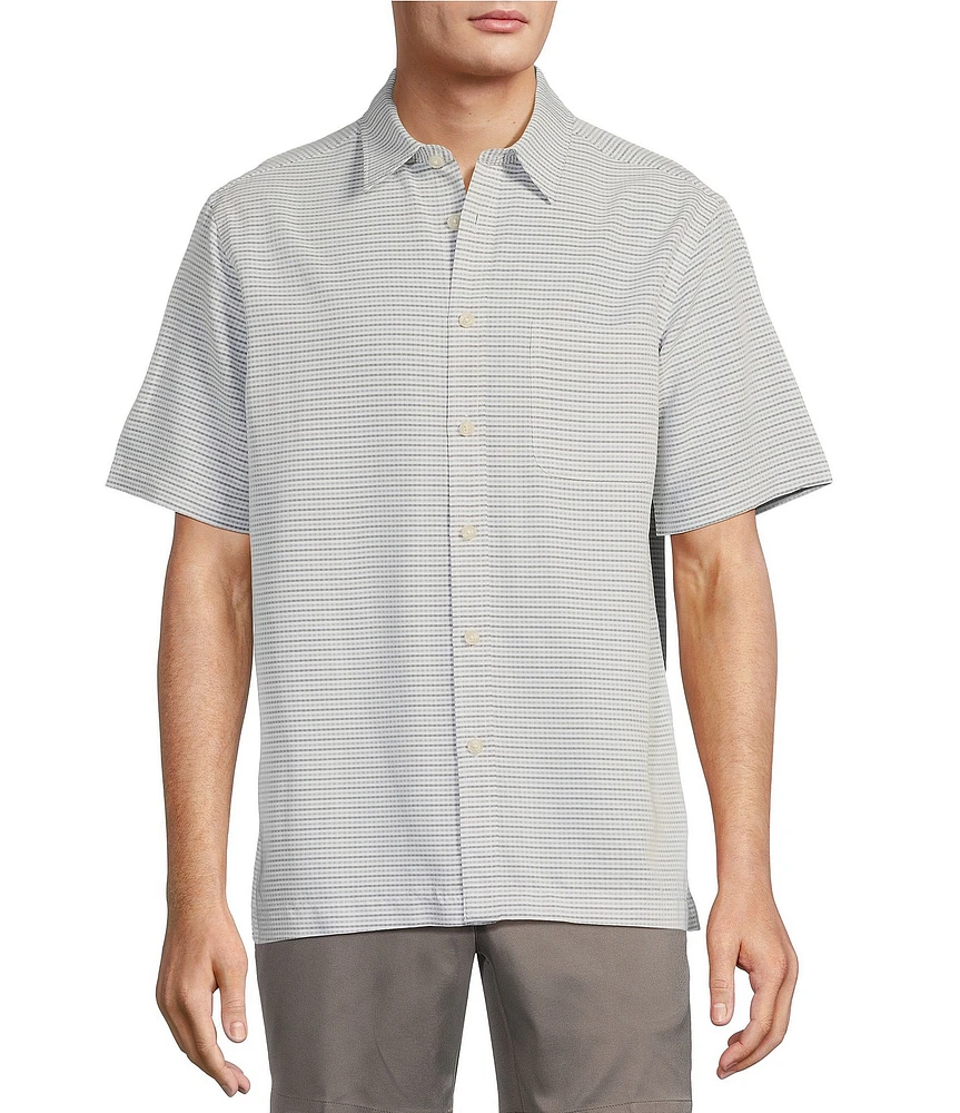 Roundtree & Yorke Short Sleeve Small Checked Polynosic Sport Shirt