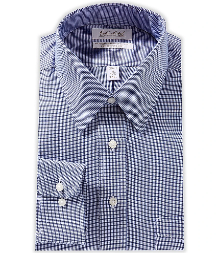 Roundtree & Yorke Slim-Fit Non-Iron Point Collar Gingham Dress Shirt