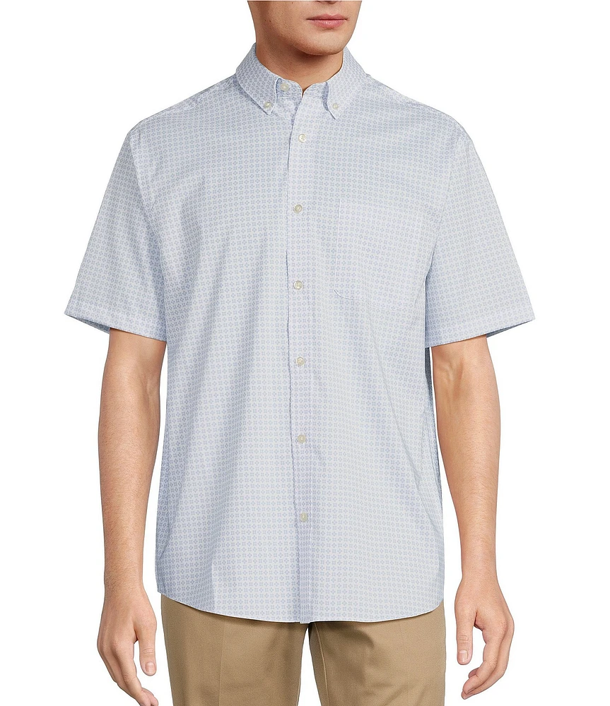 Roundtree & Yorke TravelSmart Easy Care Short Sleeve Geo Print Sport Shirt