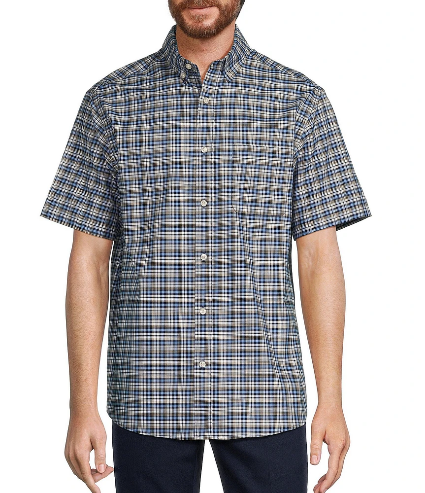 Roundtree & Yorke TravelSmart Easy Care Short Sleeve Plaid Sport Shirt