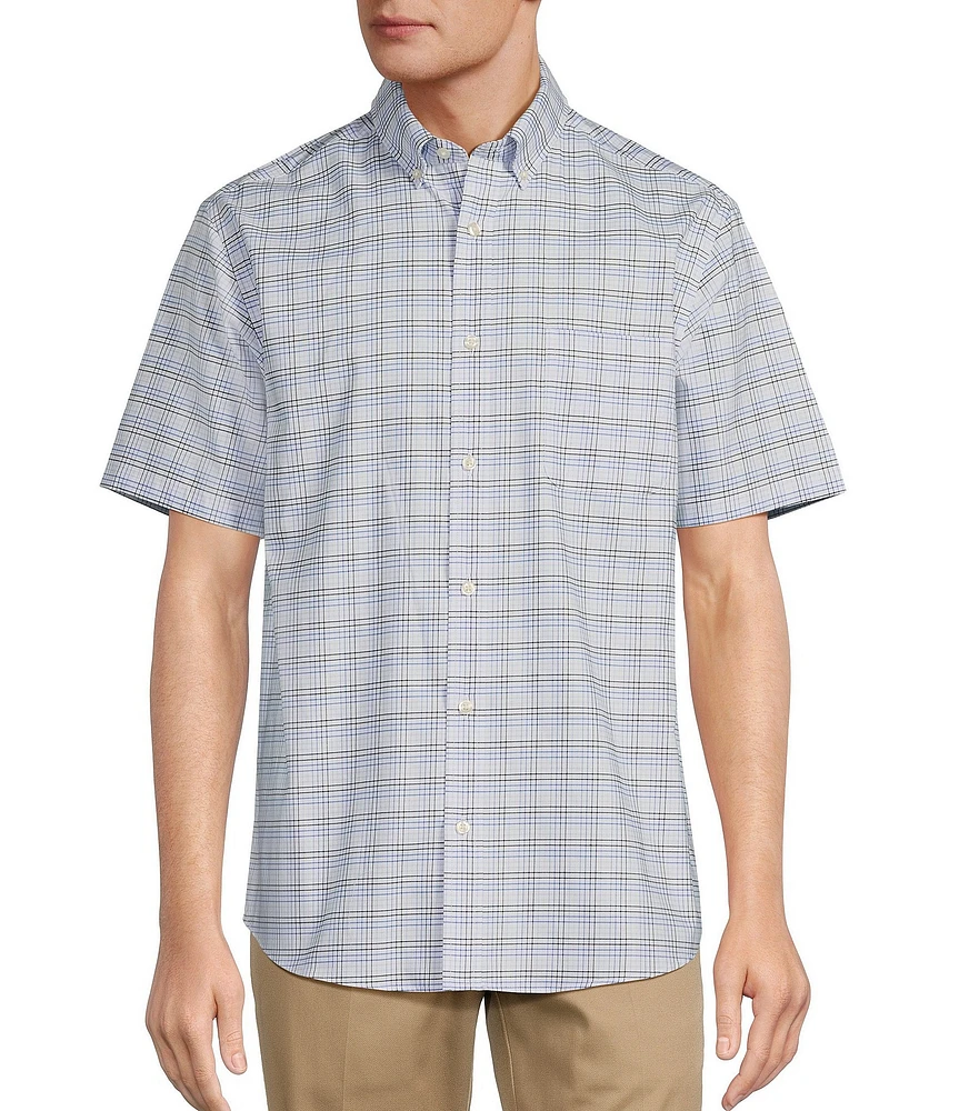 Roundtree & Yorke TravelSmart Easy Care Short Sleeve Twill Check Small Print Shirt