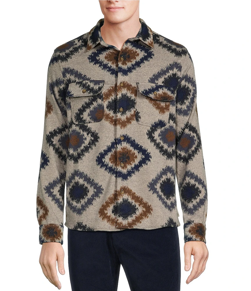 Rowm The Keeper Long Sleeve Southwestern Jacquard Button Down Knit Shirt