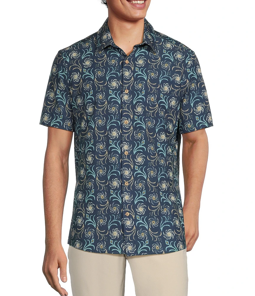 Rowm Tourister Rec & Relax Short Sleeve Swirl Print Shirt