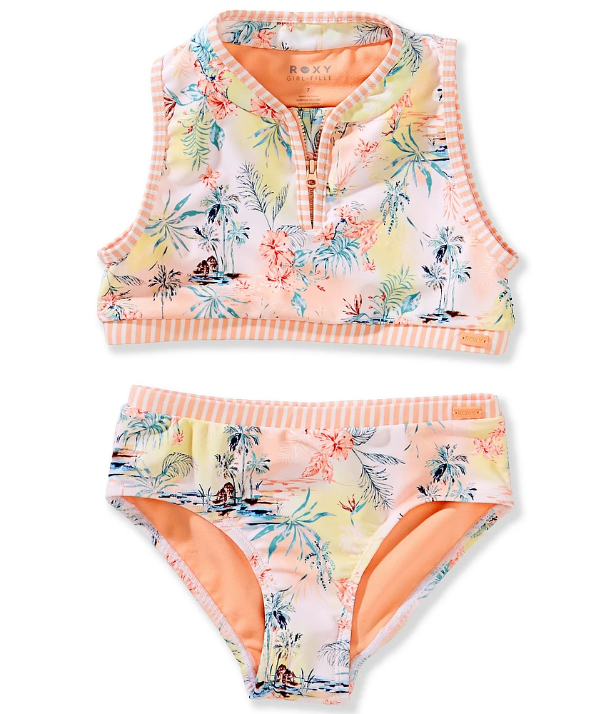 Roxy Big Girls Sleeveless North Shore Hawaiian-Printed Cropped Tankini Top & Hipster Bottom Two-Piece Swimsuit