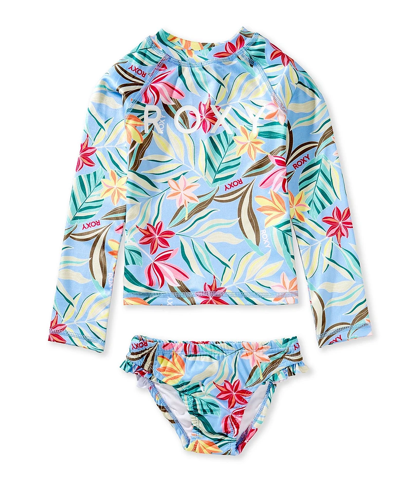 Roxy Little Girls Allover Beachy Floral Print Rashguard & Matching Bikini Bottom Swimsuit Set