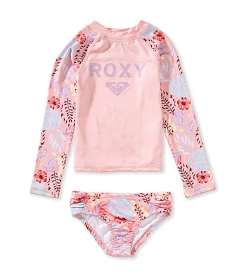 Roxy Little Girls Colorblock Rashguard & Bikini Bottom Two-Piece Swimsuit