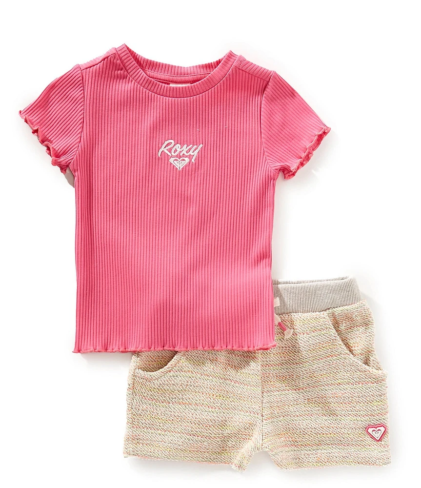 Roxy Little Girls Short Sleeve Graphic T-Shirt & Coordinating Shorts Set