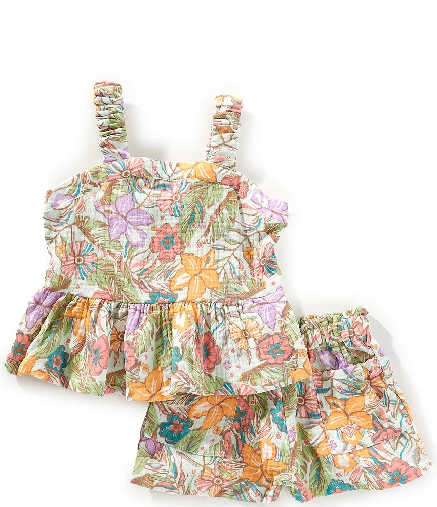 Roxy Little Girls Floral Printed Top & Matching Shorts Set