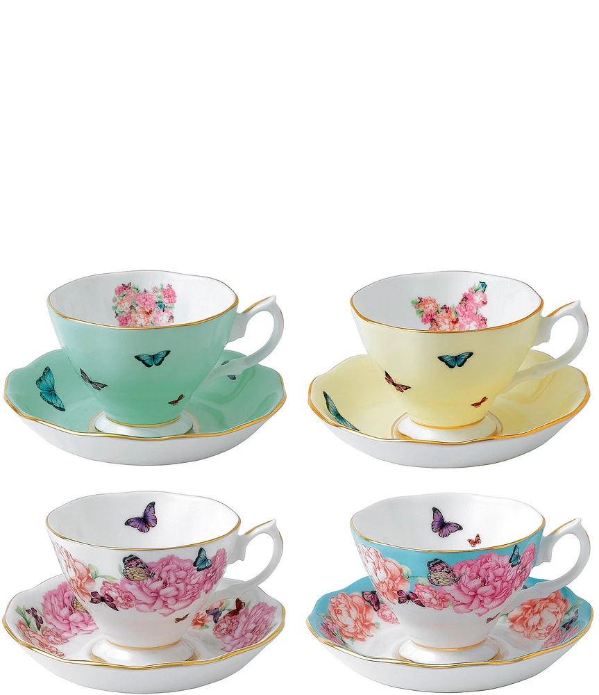 Royal Albert Mixed Patterns Teacup & Saucer, Set of Four (Blessings, Devotion, Gratitude & Joy)