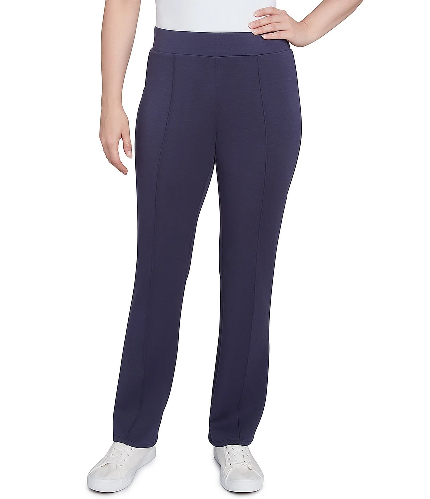 Ruby Rd. Double Knit Pintuck Detail Pull-On Straight Pants