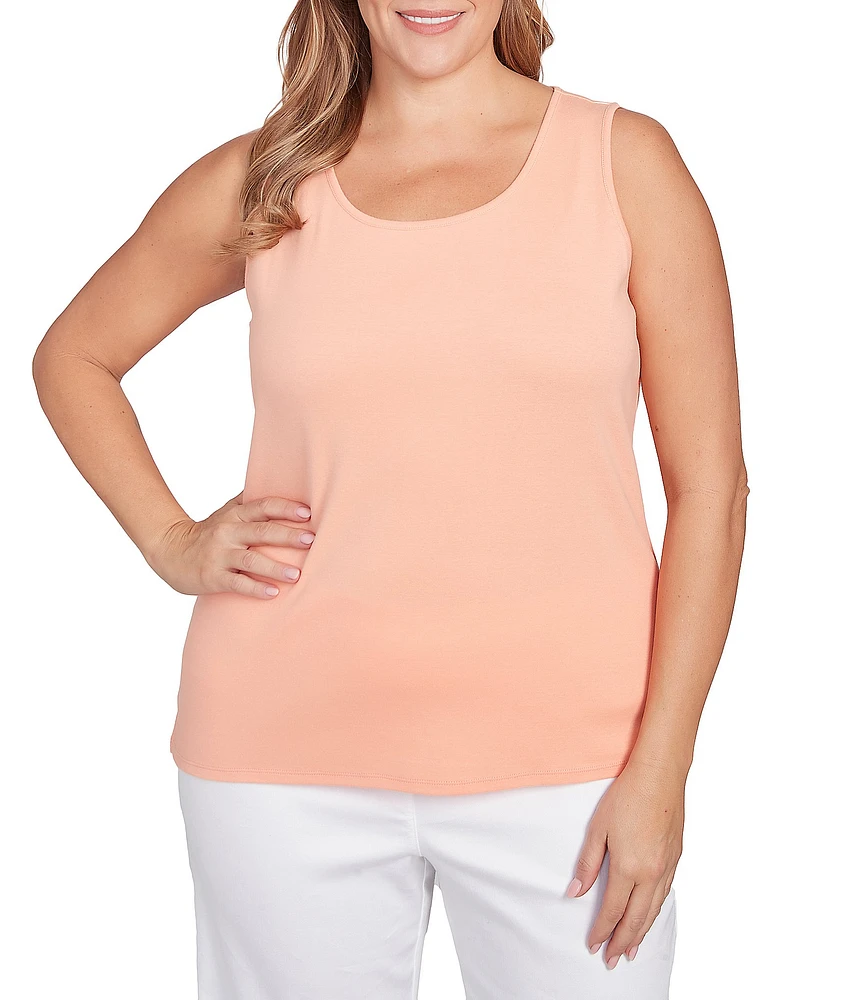 Ruby Rd. Plus Size Scoop Neck Sleeveless Cotton Rib Knit Tank