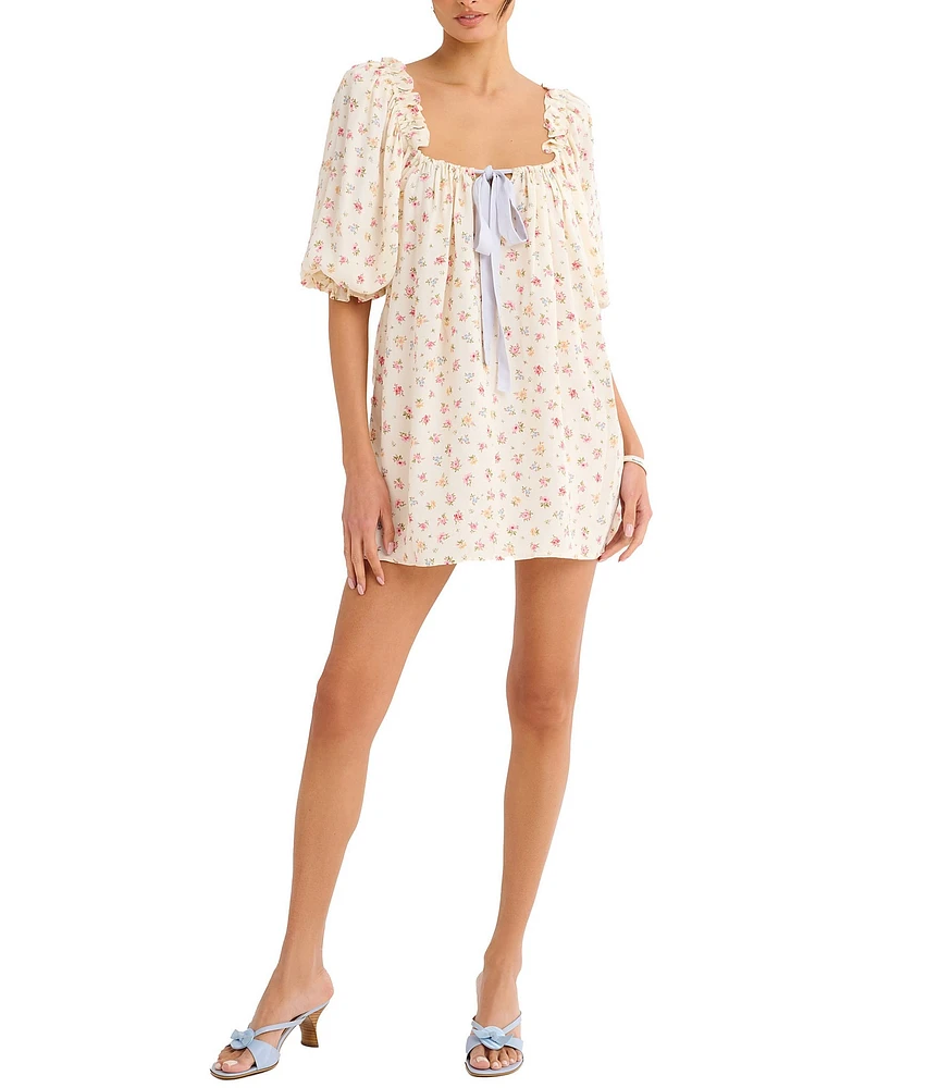 Rumored Darling Floral Print Babydoll Mini Dress