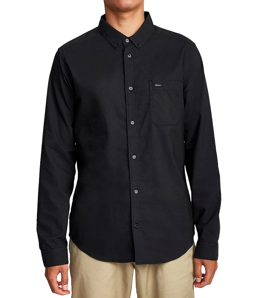 RVCA Long Sleeve That'll Do Stretch Solid Oxford Shirt