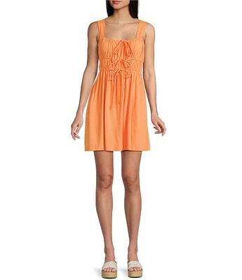 Sadie & Sage Square Neck Tie Front Mini Dress