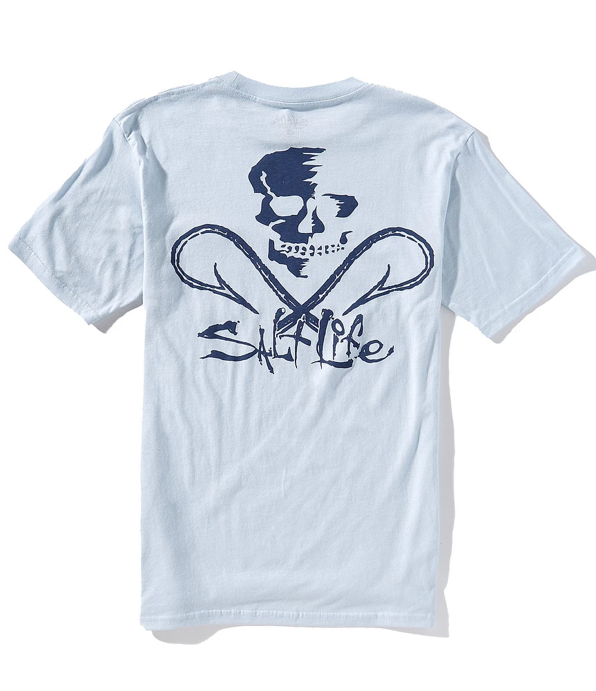 Salt Life Skull And Hooks Screen Print Short Sleeve Pocket T-Shirt