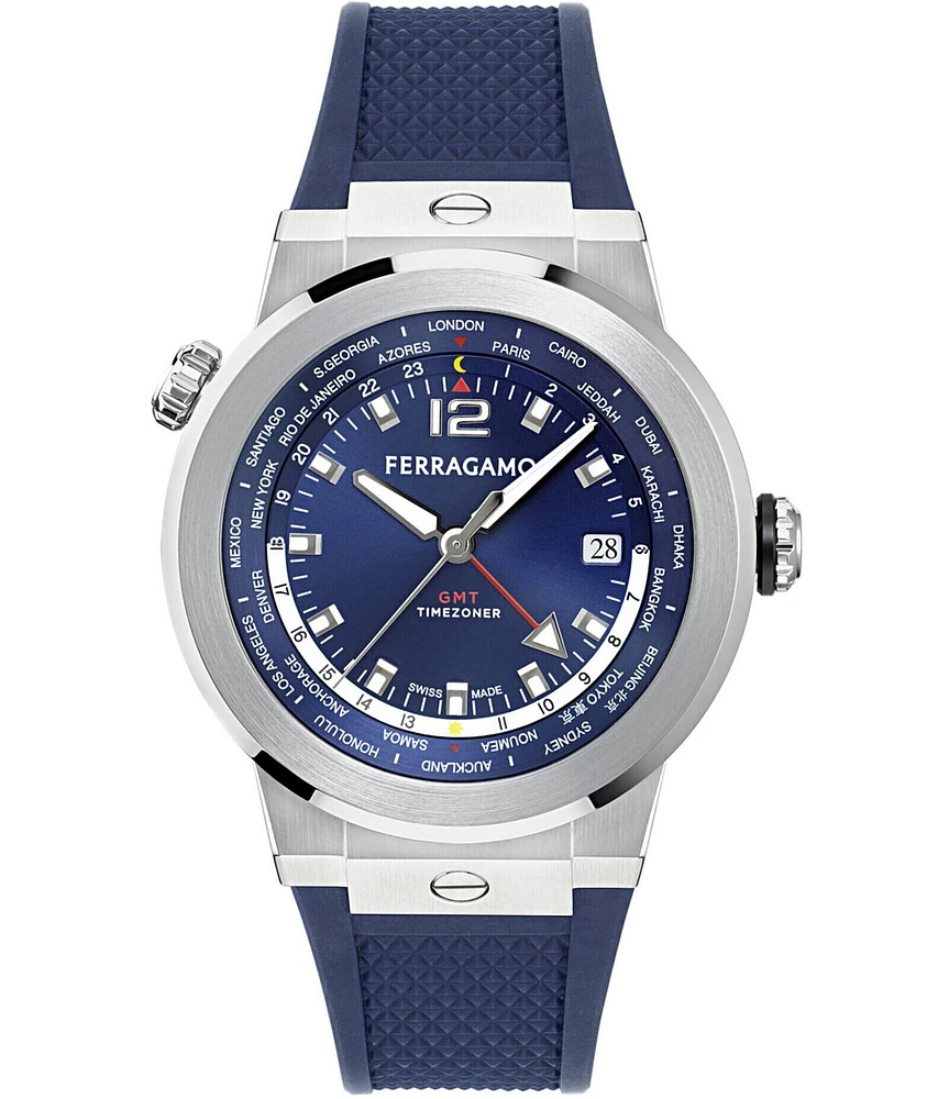 Salvatore Ferragamo Men's F-80 GMT Blue Strap Watch