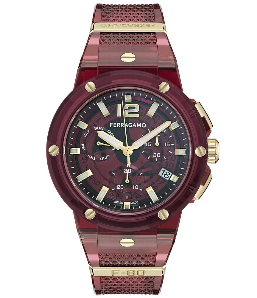 Salvatore Ferragamo Men's F-80 Translucent Chronograph Strap Watch
