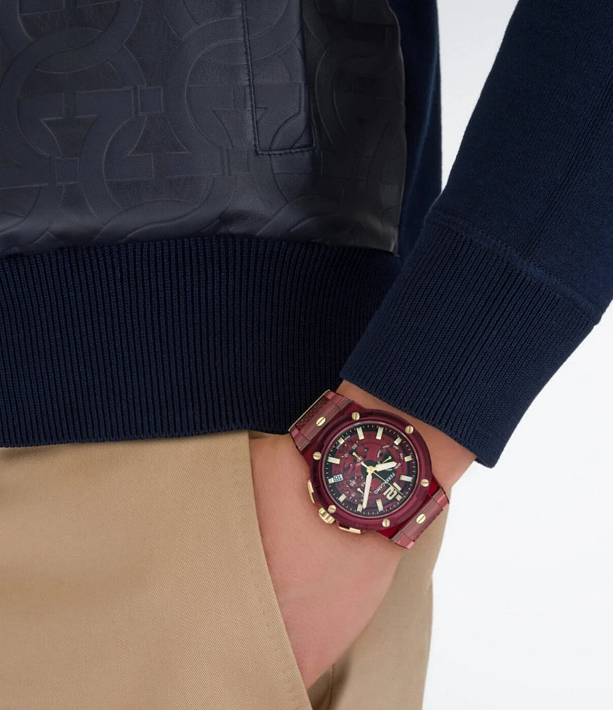 Salvatore Ferragamo Men's F-80 Translucent Chronograph Strap Watch