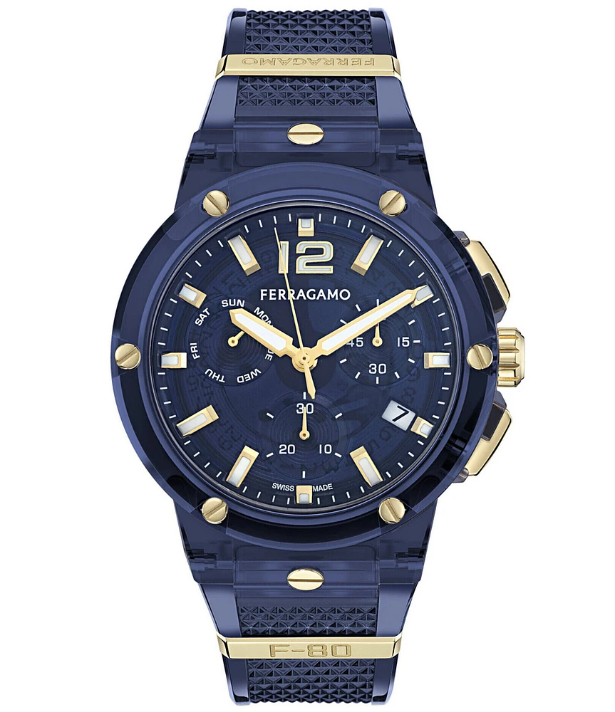 Salvatore Ferragamo Men's F-80 Translucent Chronograph Strap Watch