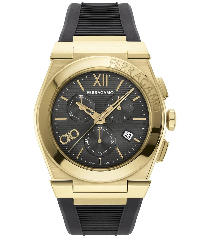 Salvatore Ferragamo Men's Vega Chrono Black Silicone Strap Watch