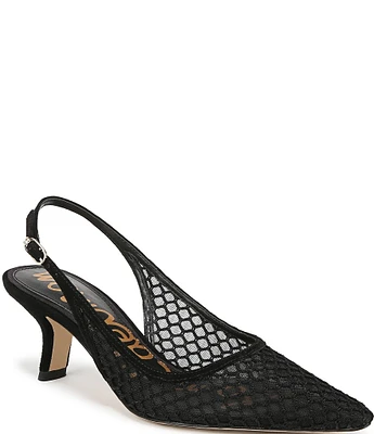 Sam Edelman Bianka Mesh and Suede Pointed Toe Slingback Pumps