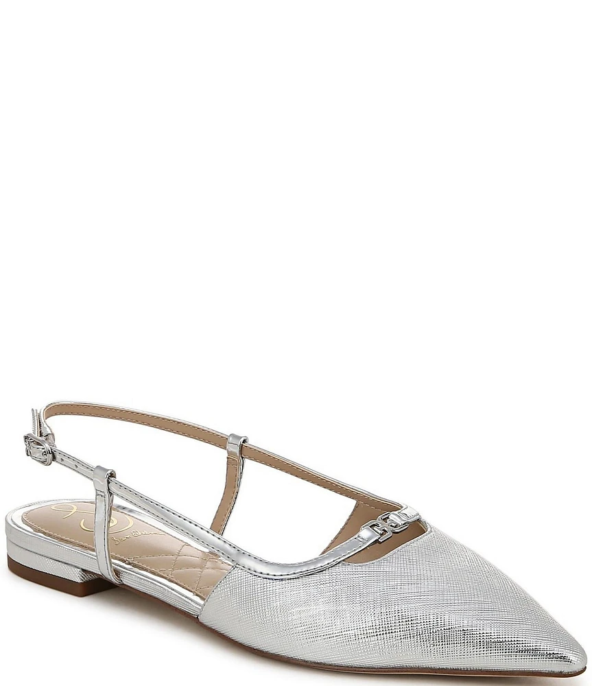 Sam Edelman Cohen Slingback Metallic Logo Point Toe Flats