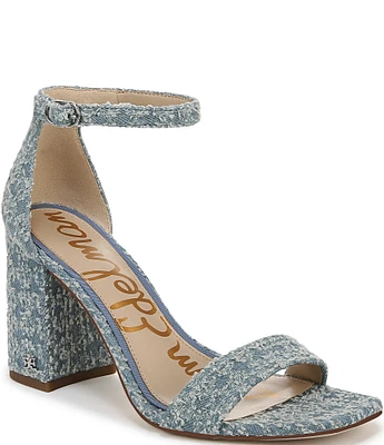 Sam Edelman Daniella Distressed Denim Ankle Strap Dress Sandals